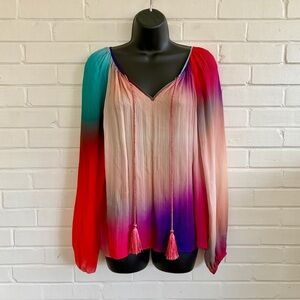 Marie Oliver Multicolor Tie Dye/Ombre Peasant Blouse, SZ M